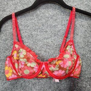 Sugar‎ Thrillz Dolls Kill Groove With Me Mesh Bra Sheer Groovy Retro Bra Medium